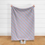 Retro Houndstooth check terracotta blue