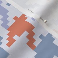 Retro Houndstooth check terracotta blue