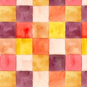 hand painted, watercolor checkerboard
