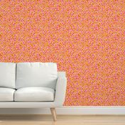 Flowing Modern Leaves in very warm sunny color palette, in yellow, pink, orange and cream