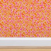 Flowing Modern Leaves in very warm sunny color palette, in yellow, pink, orange and cream