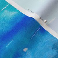 To the Beach - hand painted with watercolors abstract beach sea lagoon ocean landscape, beach house coastal chic turquoise teal and sky blue ombre design