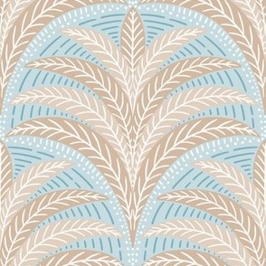 boho palm/tan on spa blue/large