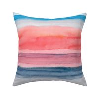 Sunset- hand painted watercolor abstract landscape in pink and blues