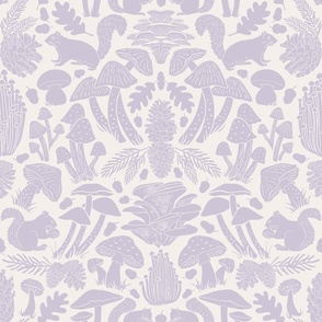 Forest Vibes Mushroom Damask Gray on Cream