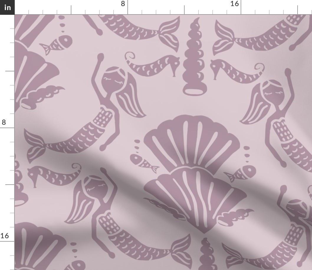 damask mermaid (light purple) - ocean aesthetic jumbo kids design