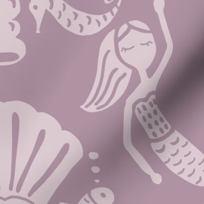 damask mermaid (purple) - ocean aesthetic jumbo kids design