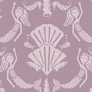 damask mermaid (purple) - ocean aesthetic jumbo kids design