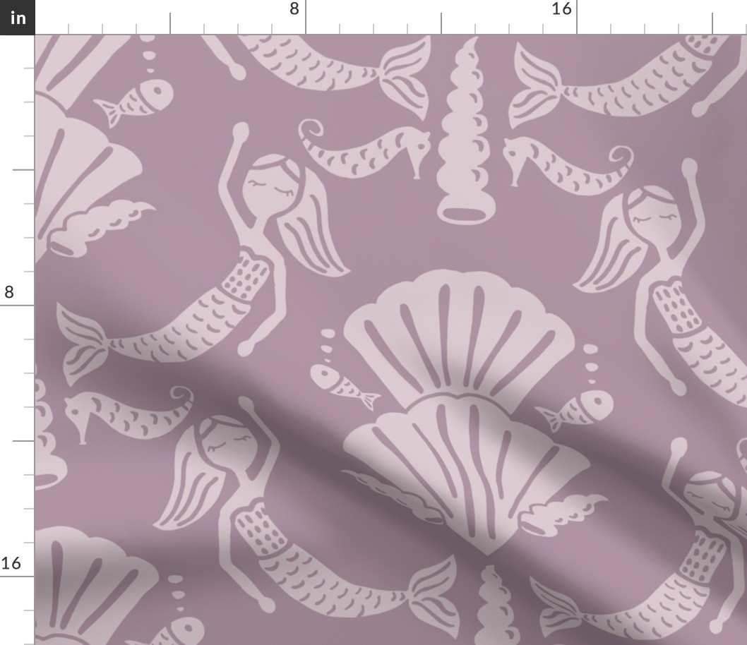 damask mermaid (purple) - ocean aesthetic jumbo kids design