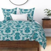 damask mermaid (light teal) - ocean aesthetic jumbo kids design