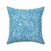 blue tropical modern curvy groovy leaves,  contemporary abstract jungle fern palm foliage 