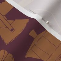 Bushcraft - Hiking - Camping Gear Bicolor Print - Brown on Burgundy