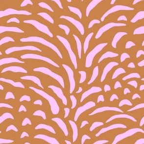 Tabby Cat Fur in Cool Pink over Terra Cotta Background - Animal Print