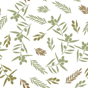 Floral, olive branches.