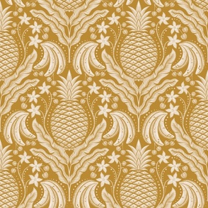 Tropical fruit damask - mustard