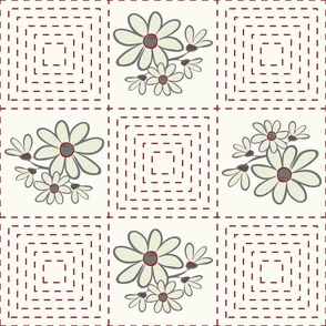 Stitched Daisy Gingham-Neutral Grey Palette