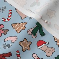 Christmas dick - seasonal candy canes cookies and holiday nude inclusive penis print red green on blue