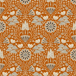 monochromatic woodland walk - orange background (medium scale)