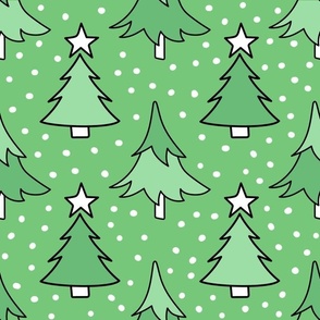  Large Scale Holiday Trees Joyful Christmas Doodles in Minty Green