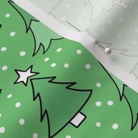 Medium Scale Holiday Trees Joyful Christmas Doodles in Minty Green