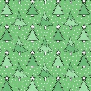 Small Scale Holiday Trees Joyful Christmas Doodles in Minty Green