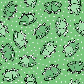 Large Scale Holiday Bells Joyful Christmas Doodles in Minty Green