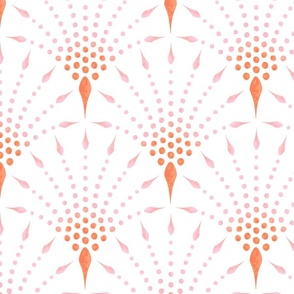 Art Deco Scallop - Orange and Pink -  Large Scale