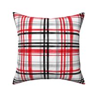 Red/Black watercolor plaid - black, red, grey - LAD19