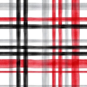 Red/Black watercolor plaid - black, red, grey - LAD19