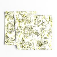 Gothic Graveyard Toile in Yellow -- Yellow Gothic Halloween Modern Toile -- 18.77in x 15.03in repeat -- 250dpi (60% of Full Scale)