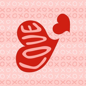 Red Pink Valentine’s - Love, Heart, Hugs & Kisses Tea Towel Wall Hanging