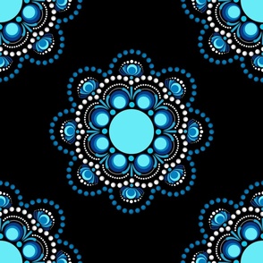 24” Blue Moons Polka Dot Mandala Pattern - Large