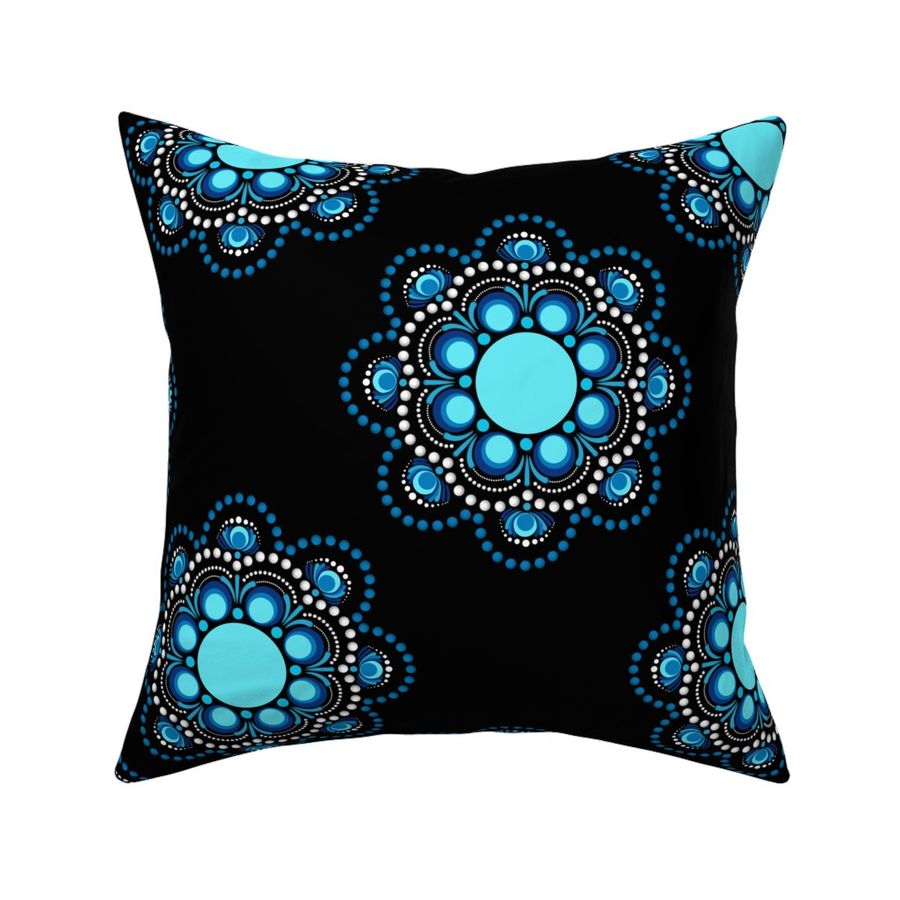 12” Blue Moons Polka Dot Mandala Pattern - Medium