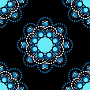 12” Blue Moons Polka Dot Mandala Pattern - Medium