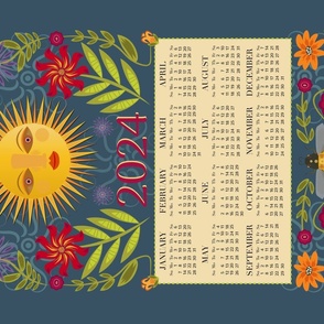 2024 Calendar tea towel Sunny Days 
