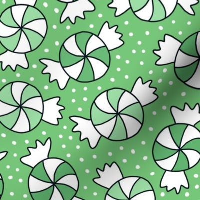  Large Scale Candy Swirls Joyful Christmas Doodles in Minty Green
