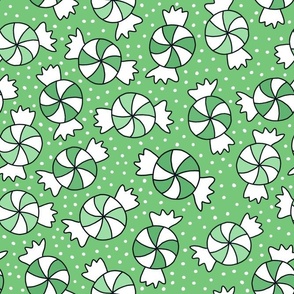 Large Scale Candy Swirls Joyful Christmas Doodles in Minty Green