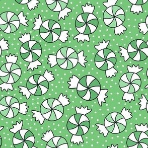 Medium Scale Candy Swirls Joyful Christmas Doodles in Minty Green