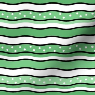  Large Scale Sweet Wavy Stripes Joyful Christmas Doodles in Minty Green