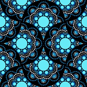24” Blue Moons Dot Mandala Fans Pattern - Large