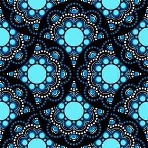 6” Blue Moons Dot Mandala Fans Pattern - Small
