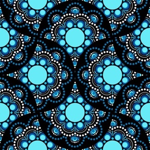 12” Blue Moons Dot Mandala Fans Pattern - Medium