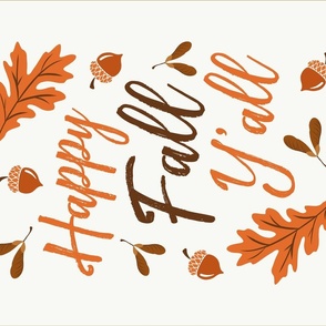 Happy Fall Y'All Autumn Typography Tea Towel and Wall Hanging