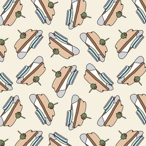 (small scale) Sock Sandwiches - funny dog fabric - cream - LAD23