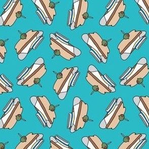(small scale) Sock Sandwiches - funny dog fabric - blue - LAD23