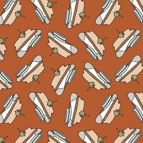 (small scale) Sock Sandwiches - funny dog fabric - rust - LAD23