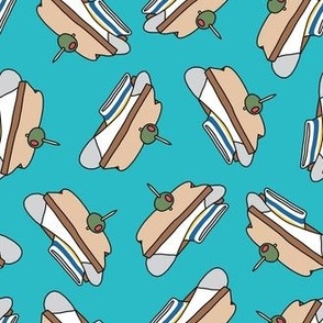 Sock Sandwiches - funny dog fabric - blue - LAD23