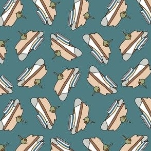 (small scale) Sock Sandwiches - funny dog fabric - teal - LAD23