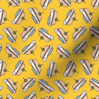 (small scale) Sock Sandwiches - funny dog fabric - yellow - LAD23