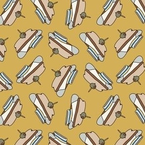 (small scale) Sock Sandwiches - funny dog fabric - mustard - LAD23
